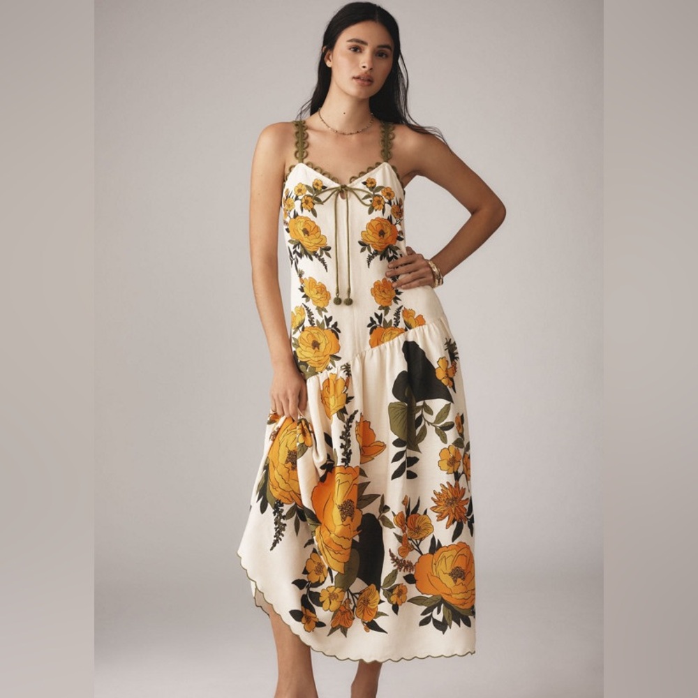 FARM Rio V-Neck A-Line Maxi Dress Size Small